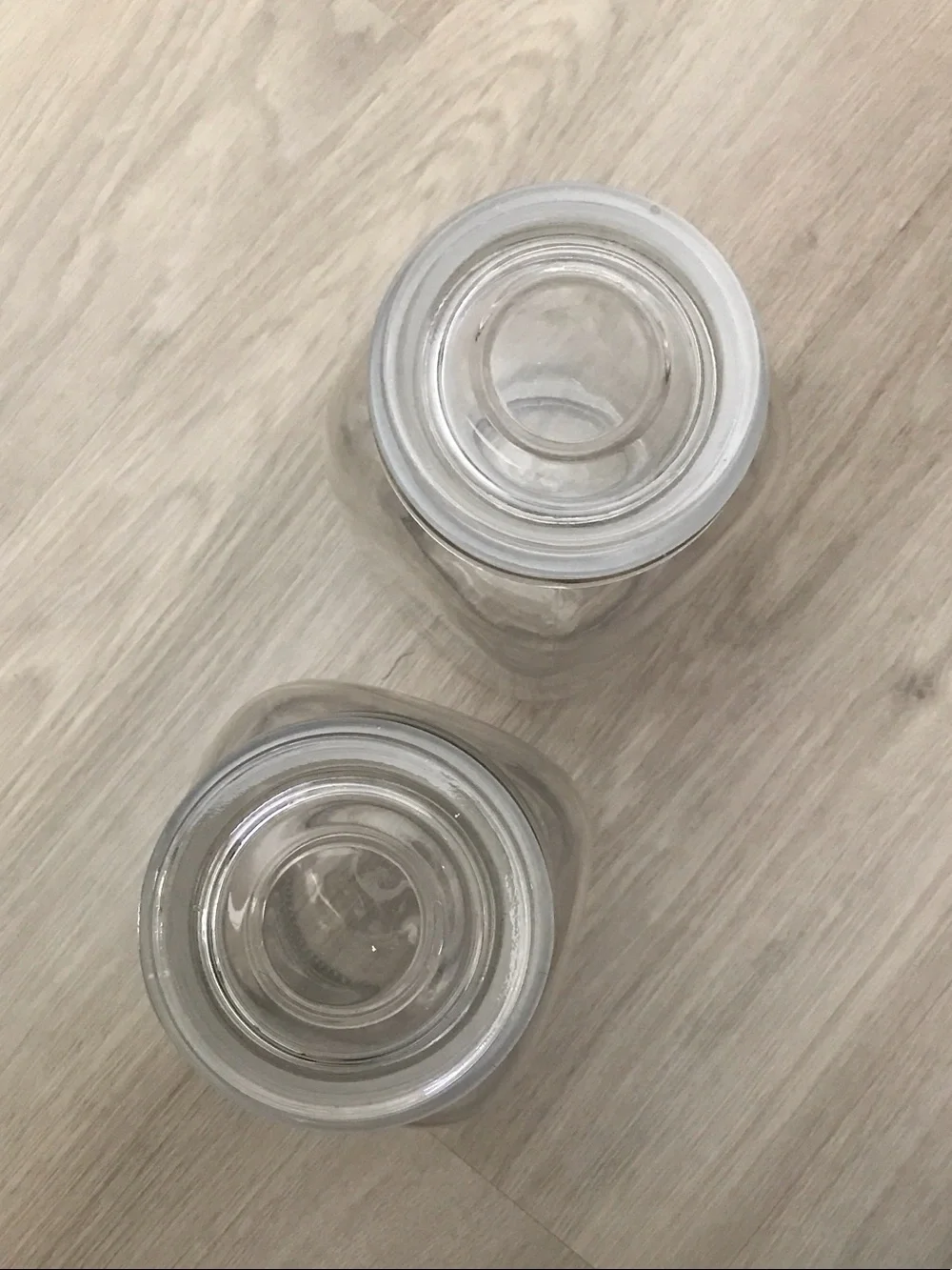 Pair of Clear Glass Storage Jars with Lids